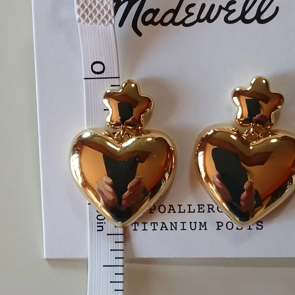 AMAZING💥❤️Madewell ❤️ Puffy Heart Statement Earrings - Picture 4 of 13